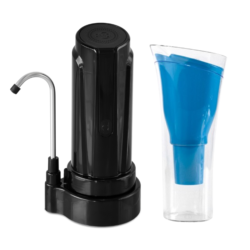 Combo Purificador Sobre Mesada AQUA Negro + Jarra Purificadora SENSE