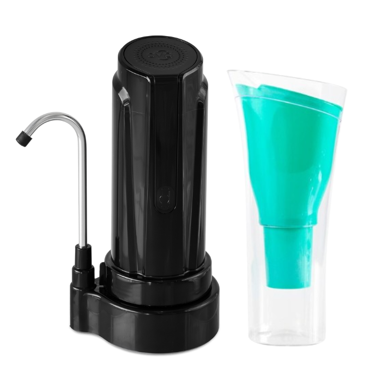 Combo Purificador Sobre Mesada AQUA Negro + Jarra Purificadora SENSE