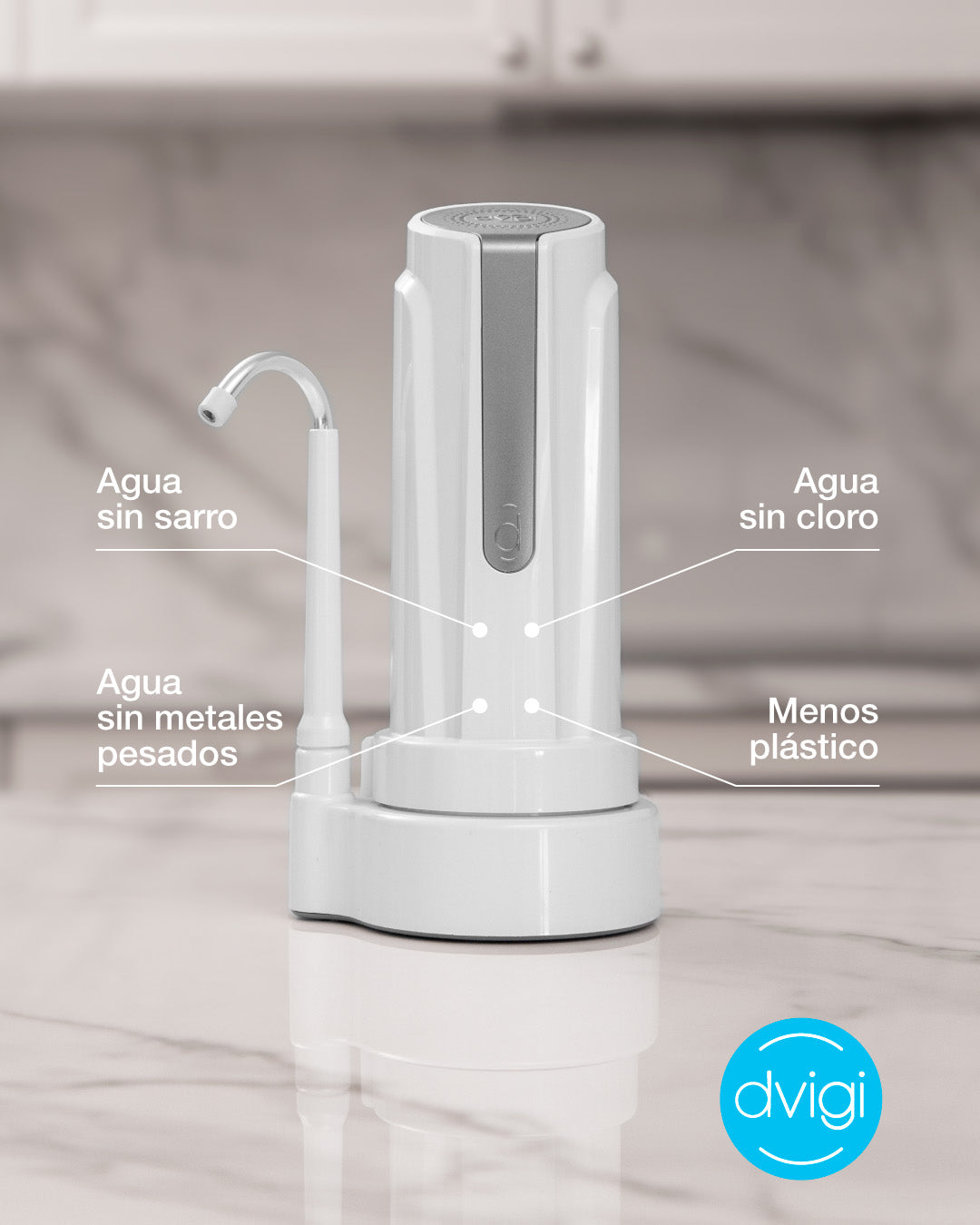 Purificador de agua Dvigi As Plus sobre mesada