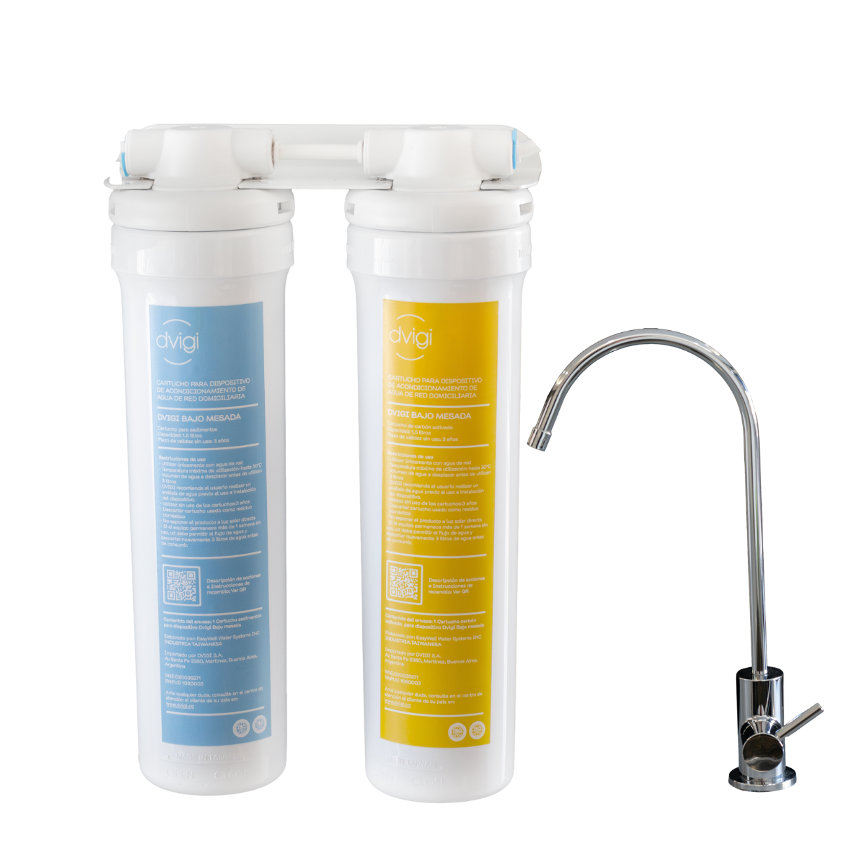 Purificador de agua Dvigi bajo mesada carbón y sedimentos